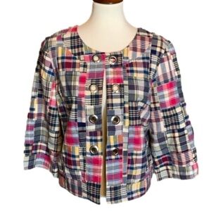 Vintage Keren Hart reversible madras plaid jacket with grommets